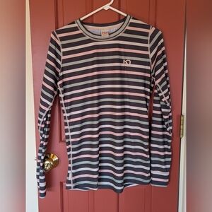Kari Traa Striped Long Sleeve Top - Black and Pink